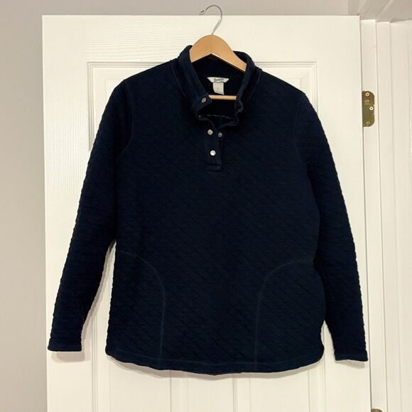 Duluth Tops - Duluth Trading Quilted 1/4 Snap Sweatshirt Womens L Navy Blue Pullover Pockets